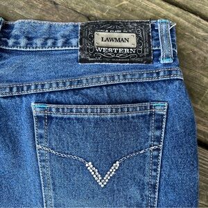 Vintage Lawman Western Embellished Denim Boot Cut Jeans Juniors 11 Slim Fit